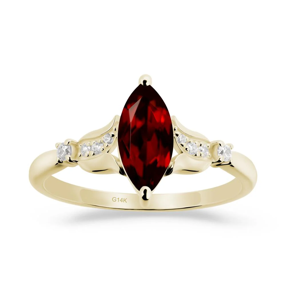 Marquise Garnet Floral Engagement Ring - Image 2