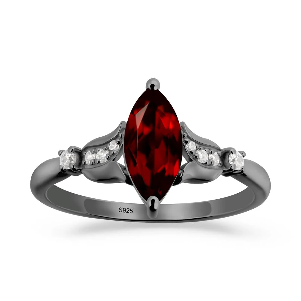 Marquise Garnet Floral Engagement Ring - Image 5