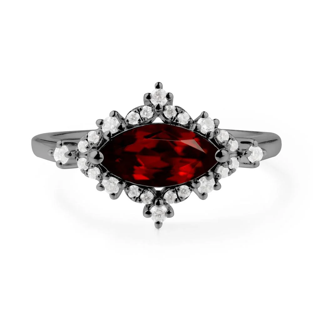 Marquise Garnet Halo Ring - Image 2