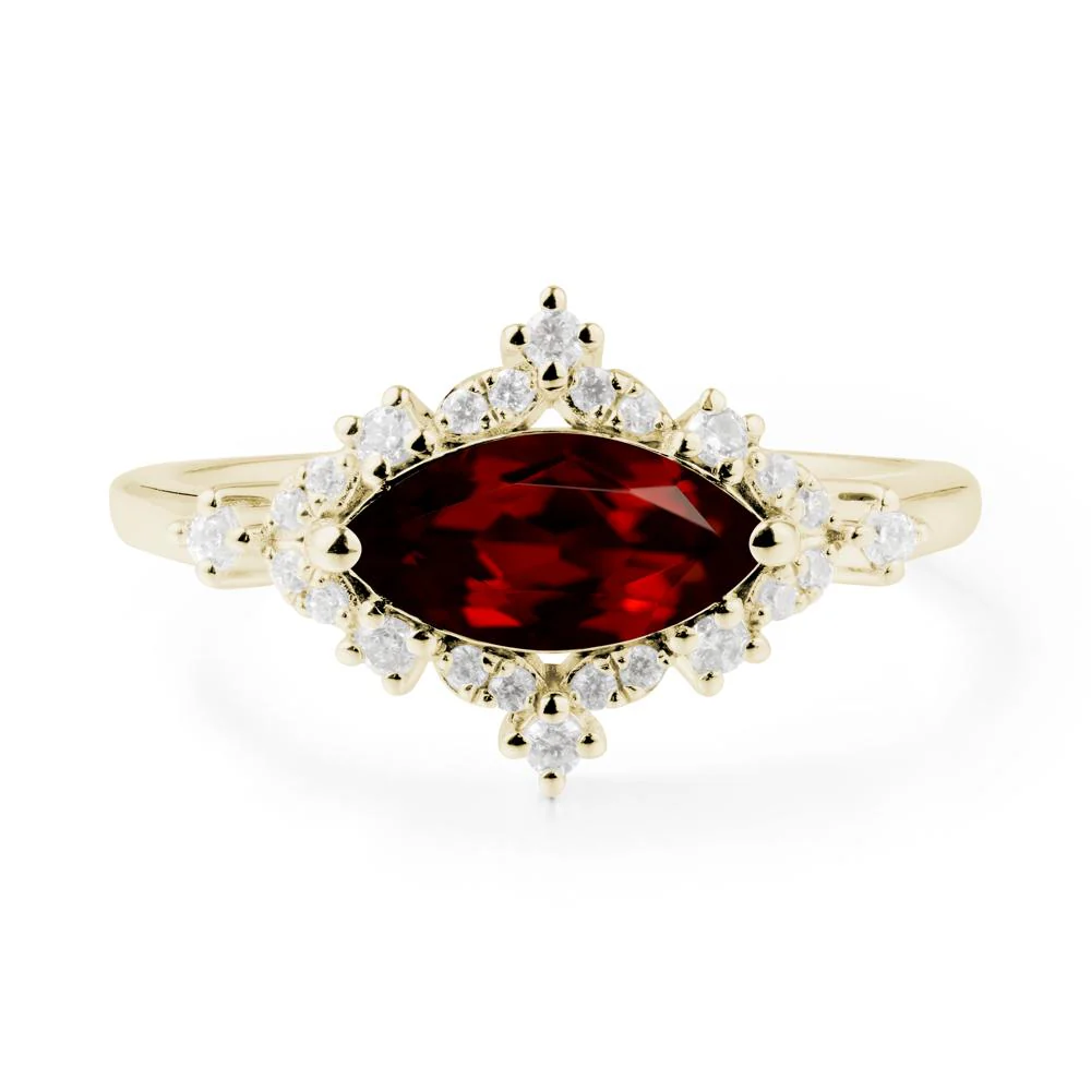 Marquise Garnet Halo Ring - Image 5