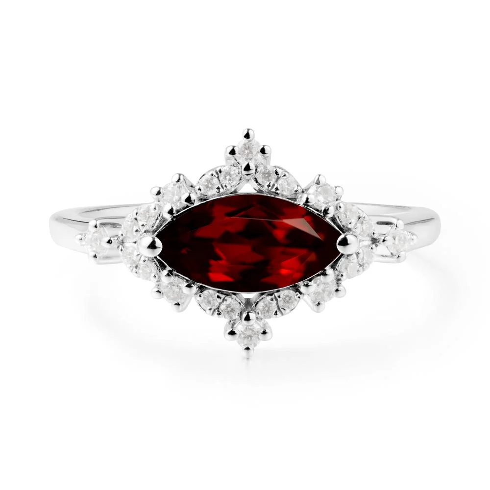 Marquise Garnet Halo Ring - Image 6