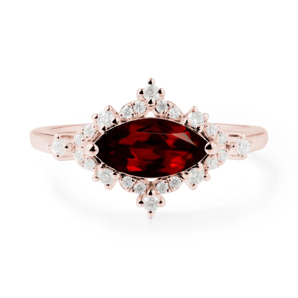 Marquise Garnet Halo Ring - Image 7