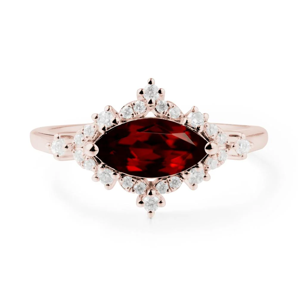 Marquise Garnet Halo Ring - Image 8