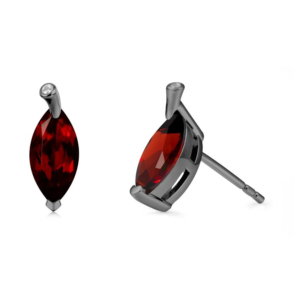 Marquise Garnet Leaf Earrings - Image 7