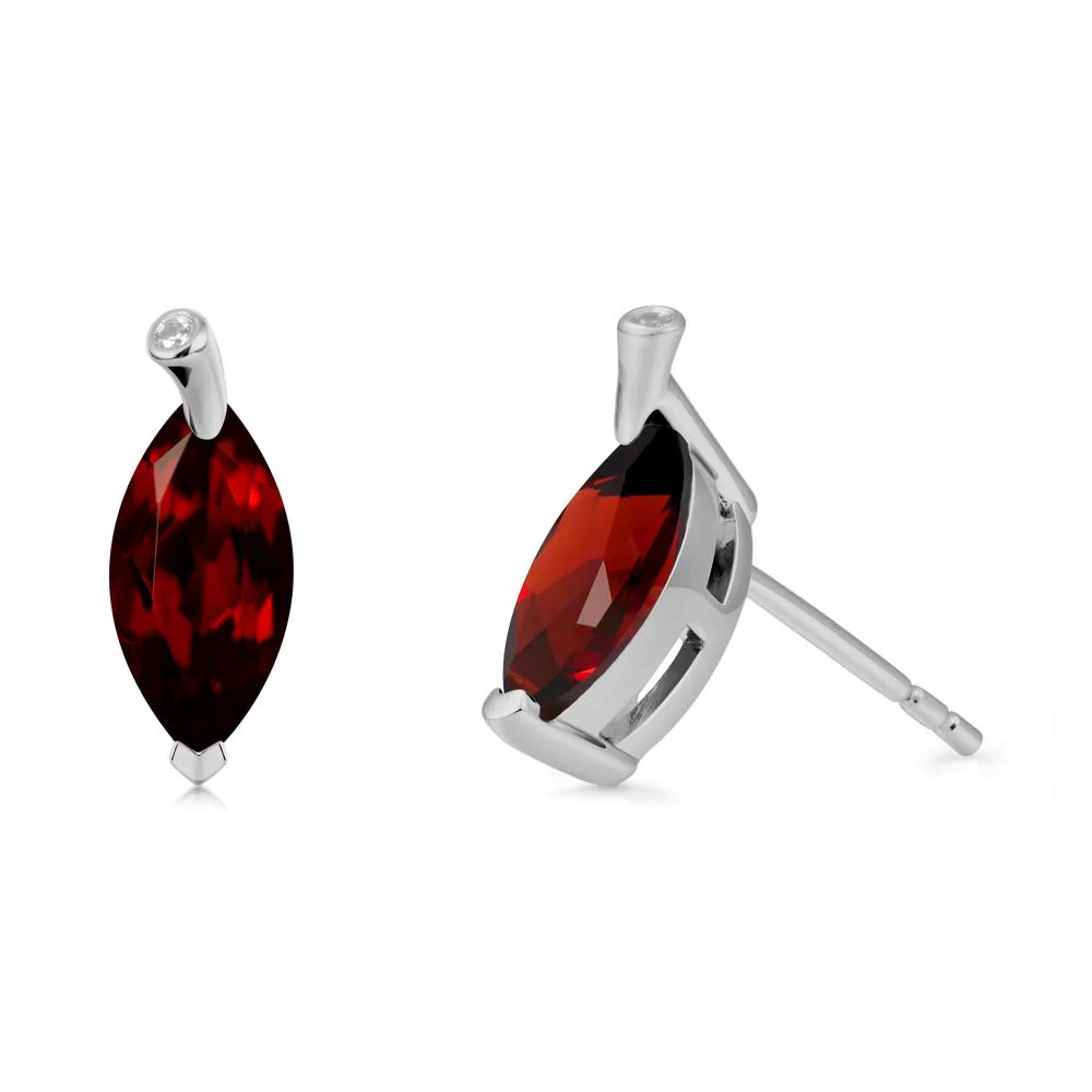 Marquise Garnet Leaf Earrings - Image 8