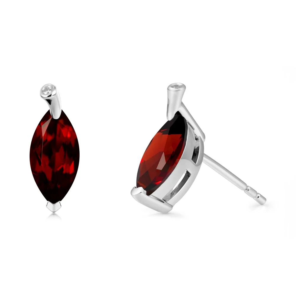 Marquise Garnet Leaf Earrings - Image 9