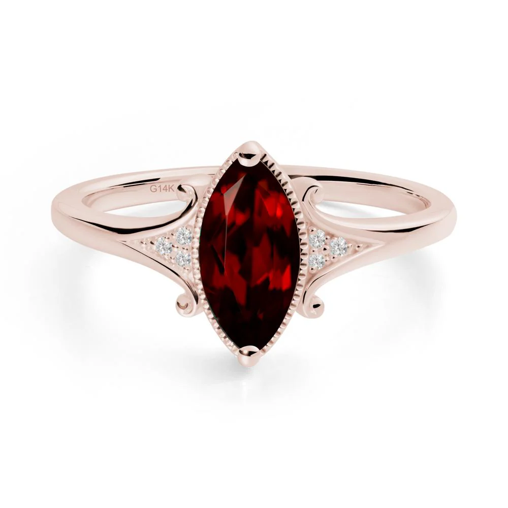 Marquise Garnet Ring with Milgrain Halo - Image 2