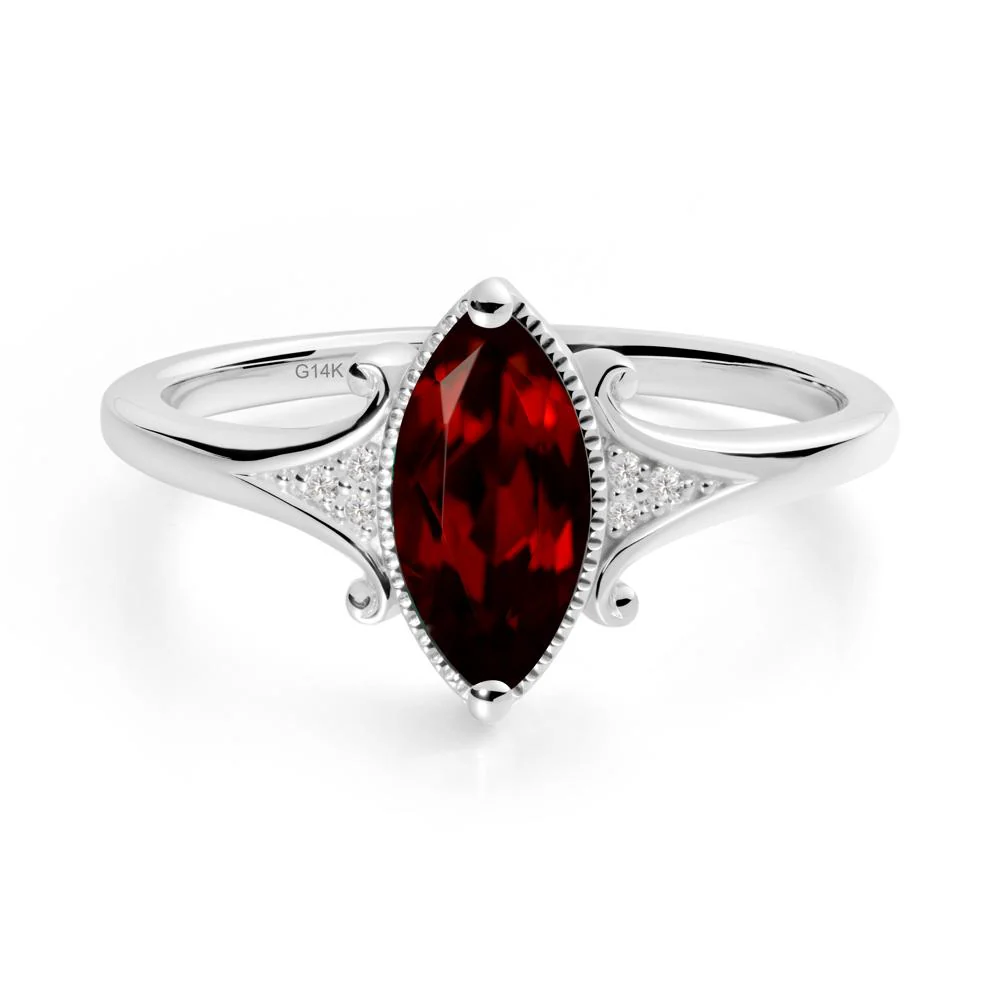Marquise Garnet Ring with Milgrain Halo - Image 4