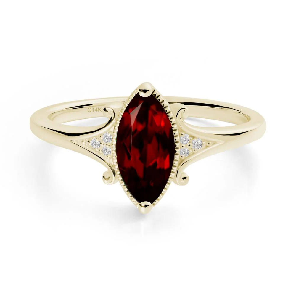 Marquise Garnet Ring with Milgrain Halo - Image 7