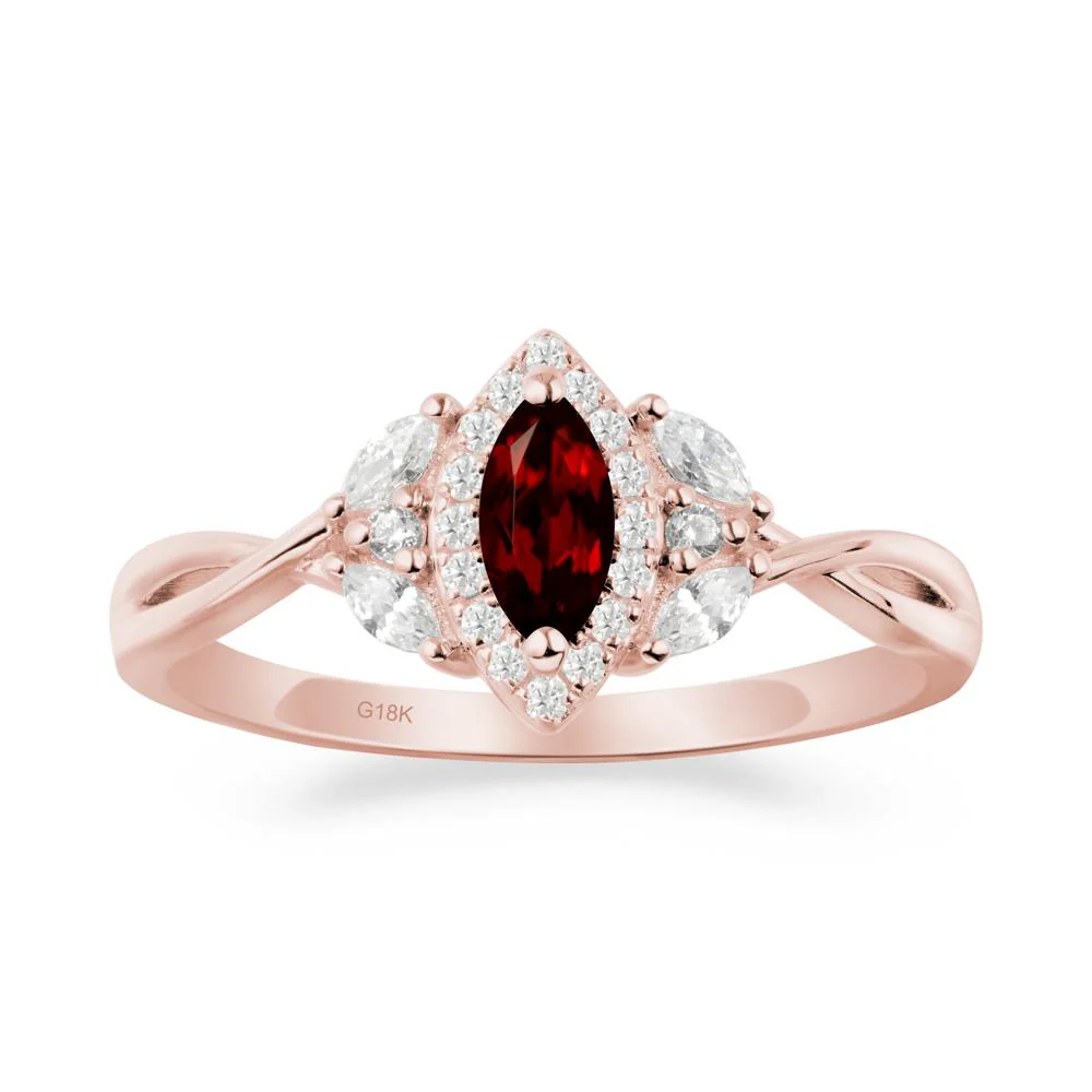 Marquise Garnet Ring with Twisted Band - Image 3