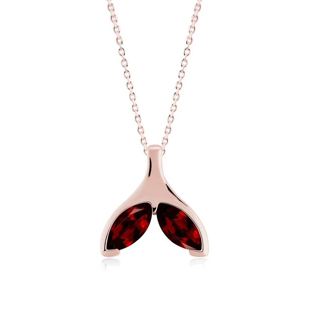 Marquise Garnet Whale Tail Necklace - Image 9