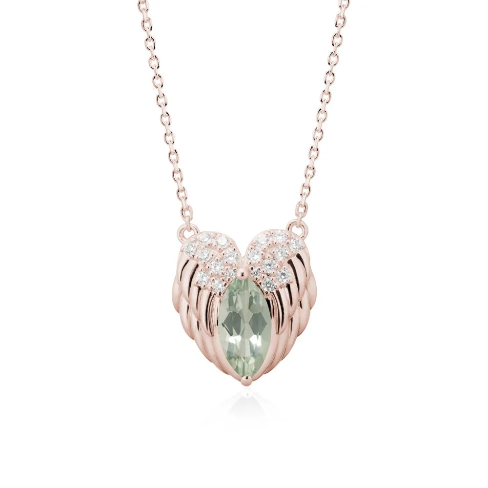 Marquise Green Amethyst   Angel Wings Heart Pendant - Image 2