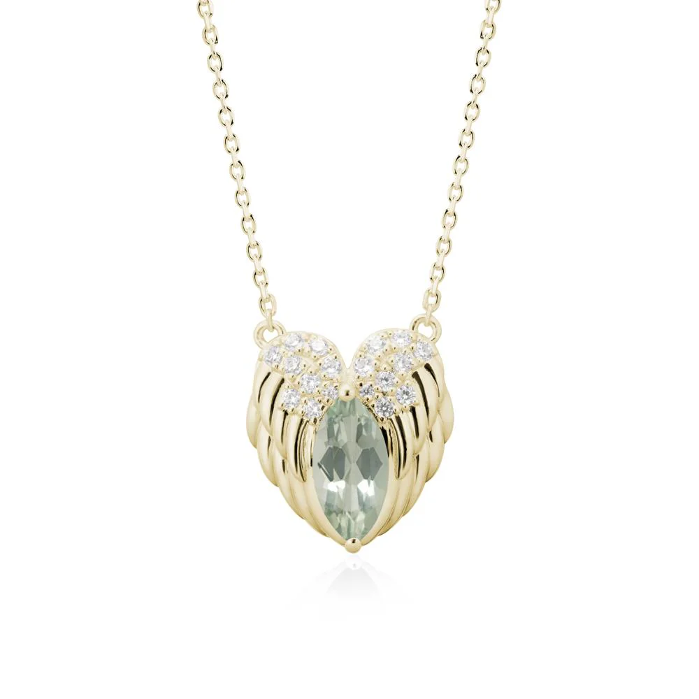 Marquise Green Amethyst   Angel Wings Heart Pendant - Image 3