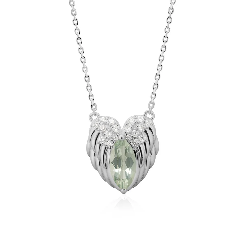Marquise Green Amethyst   Angel Wings Heart Pendant - Image 8