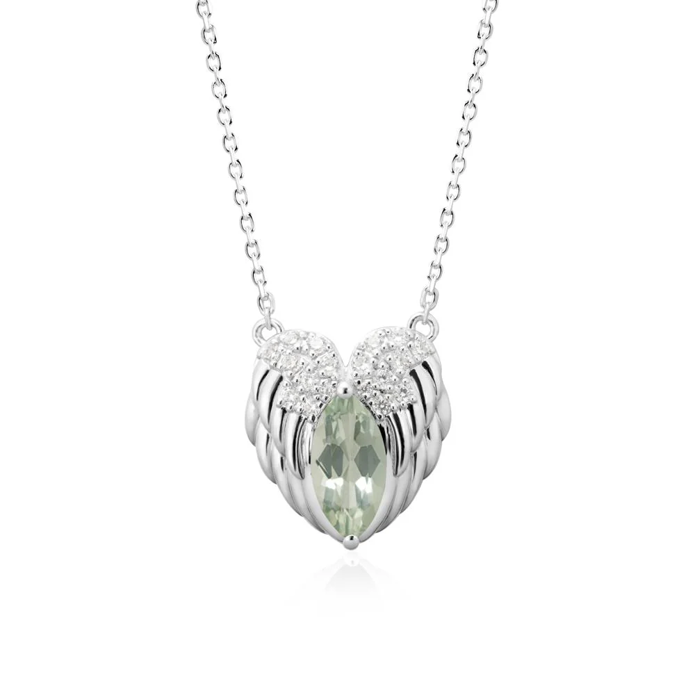 Marquise Green Amethyst   Angel Wings Heart Pendant - Image 9