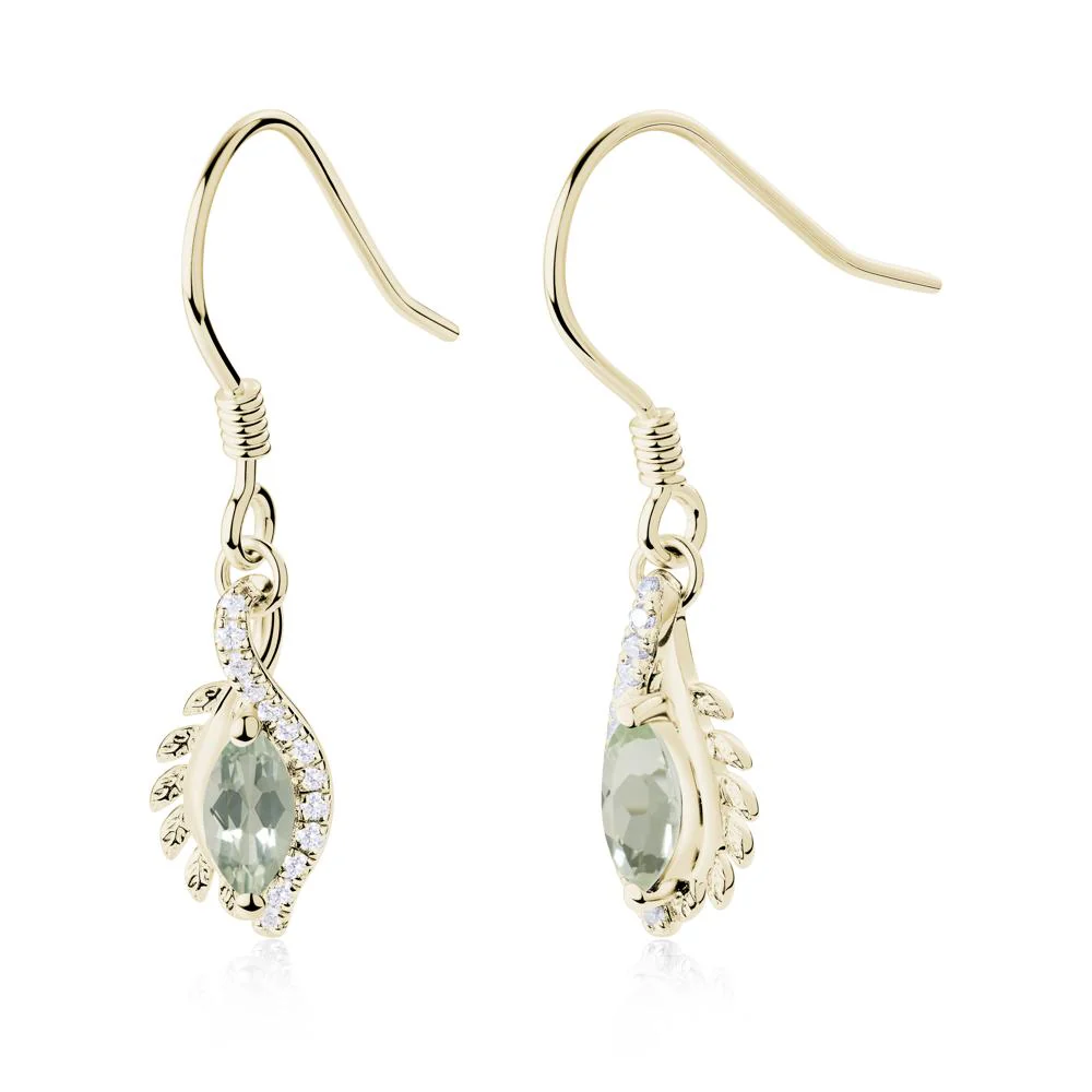 Marquise Green Amethyst Fish Hook Earrings - Image 3