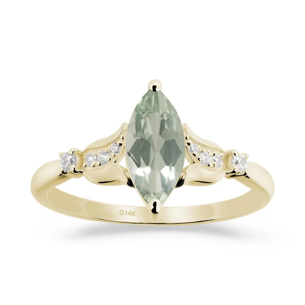 Marquise Green Amethyst Floral Engagement Ring