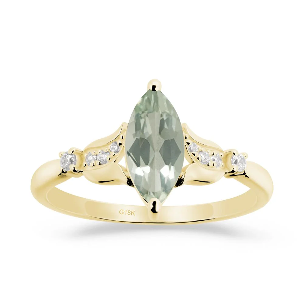 Marquise Green Amethyst Floral Engagement Ring - Image 4
