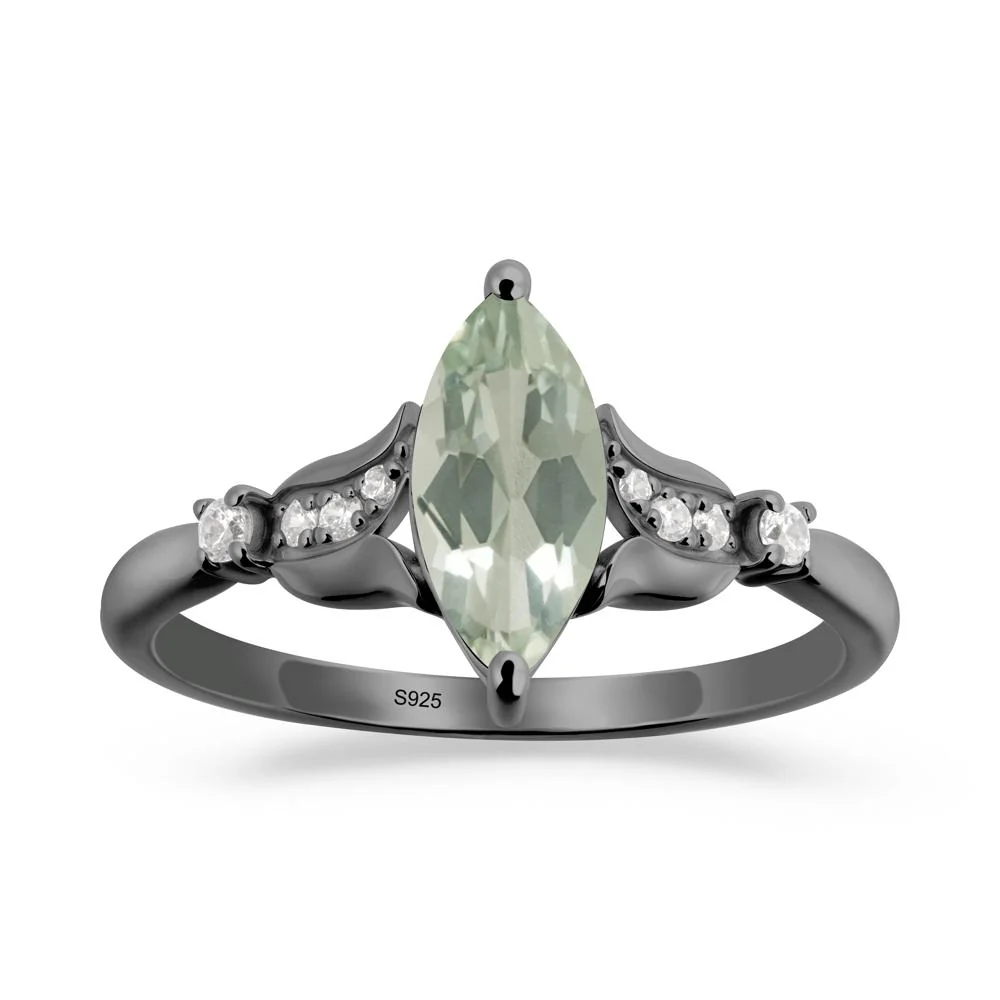 Marquise Green Amethyst Floral Engagement Ring - Image 6
