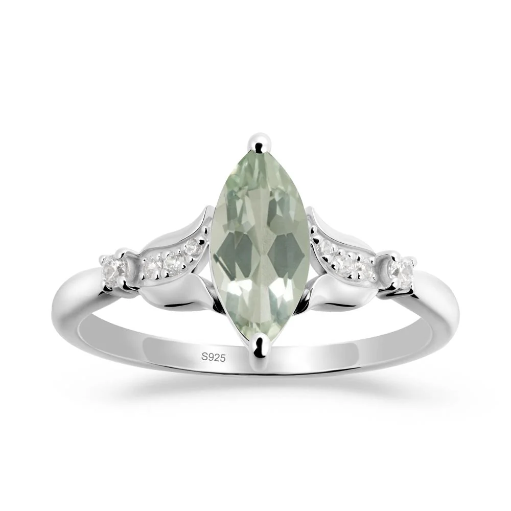 Marquise Green Amethyst Floral Engagement Ring - Image 8