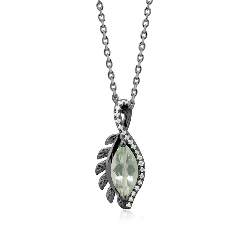 Marquise Green Amethyst Leaf Vine Pendant Necklace - Image 7