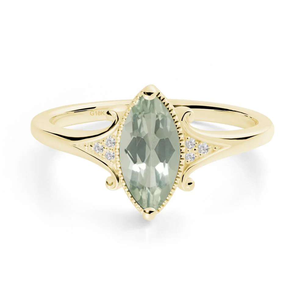 Marquise Green Amethyst Milgrain Halo Ring - Image 8