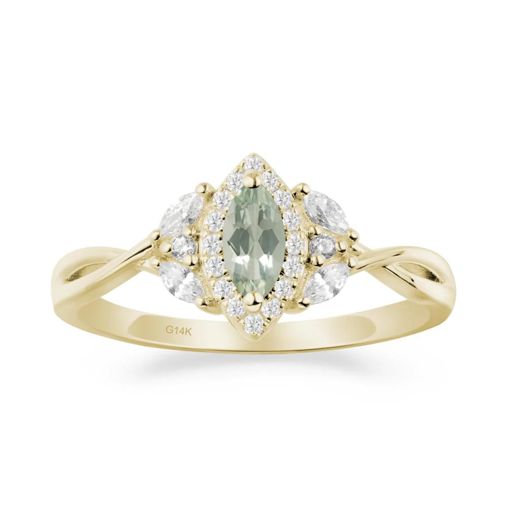 Marquise Green Amethyst Ring with Twisted Band - Image 5
