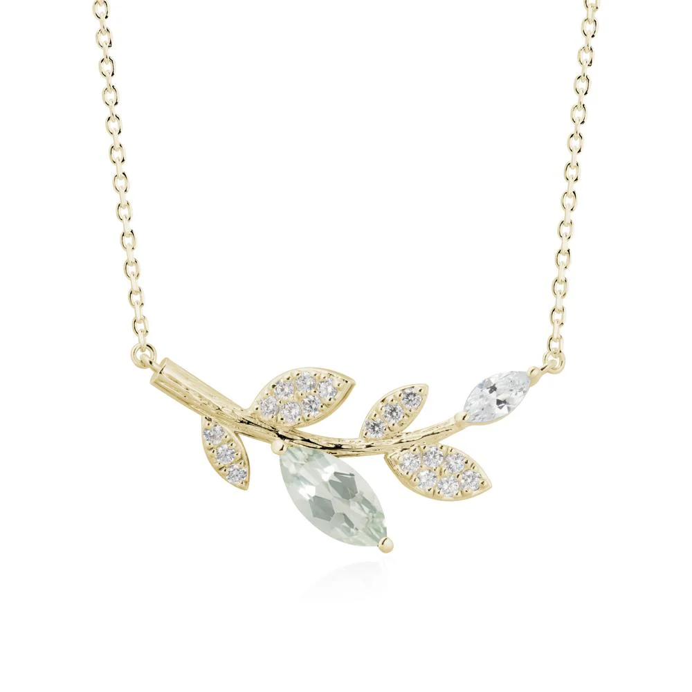 Marquise Green Amethyst Vine Leaf Necklace