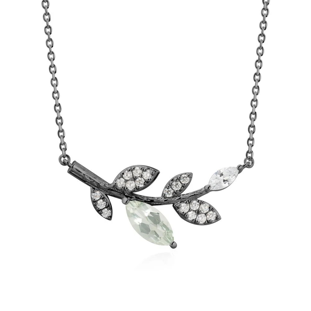 Marquise Green Amethyst Vine Leaf Necklace - Image 7