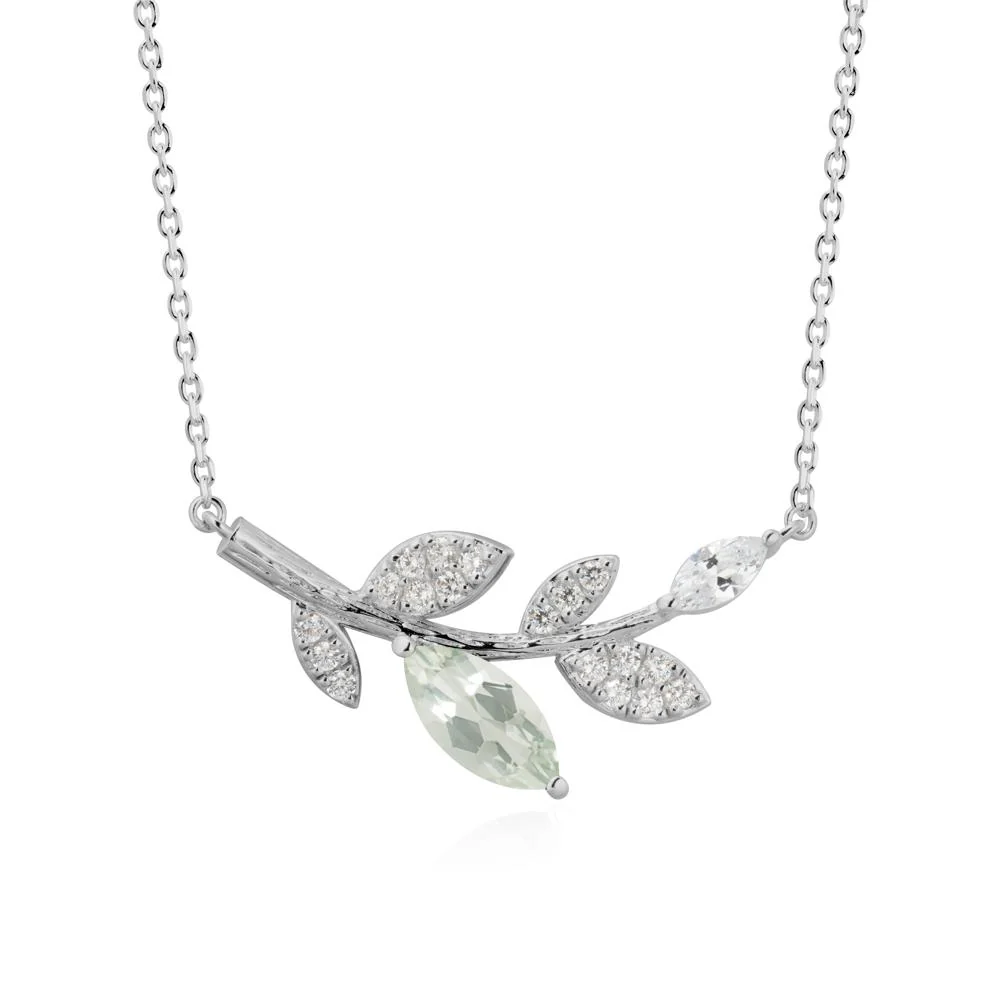 Marquise Green Amethyst Vine Leaf Necklace - Image 8