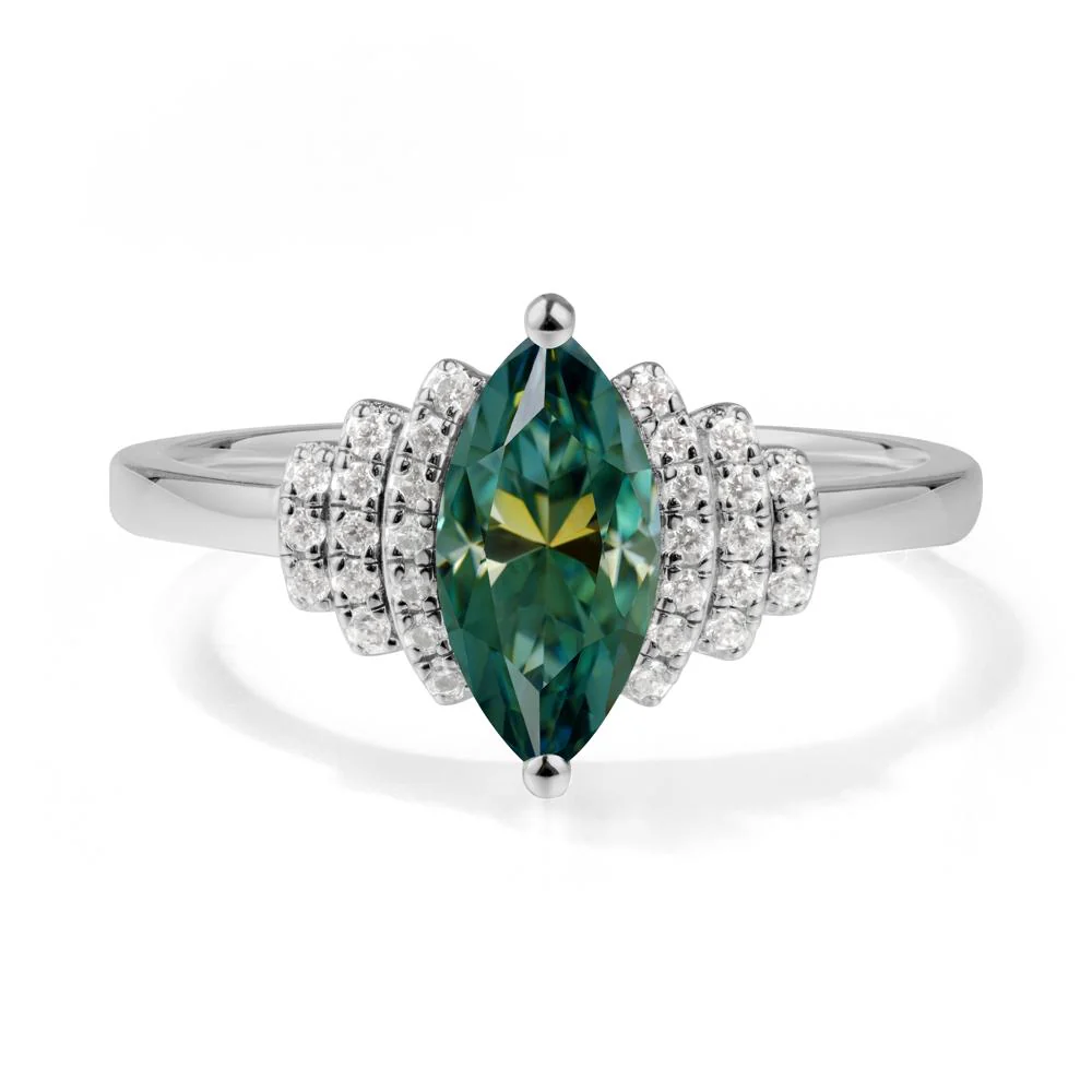 Marquise Green Moissanite Cluster Ring