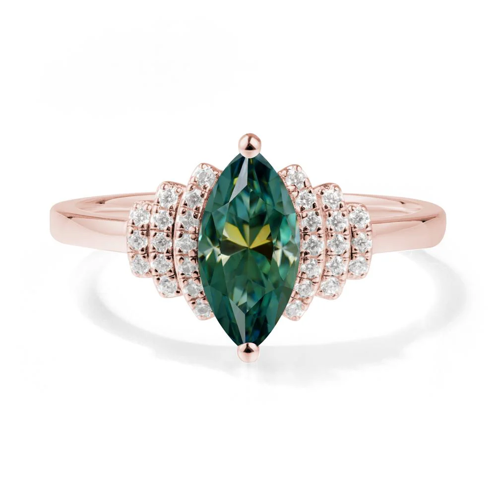 Marquise Green Moissanite Cluster Ring - Image 2