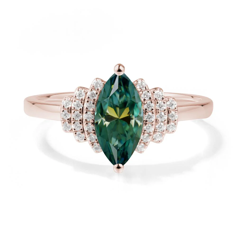 Marquise Green Moissanite Cluster Ring - Image 6
