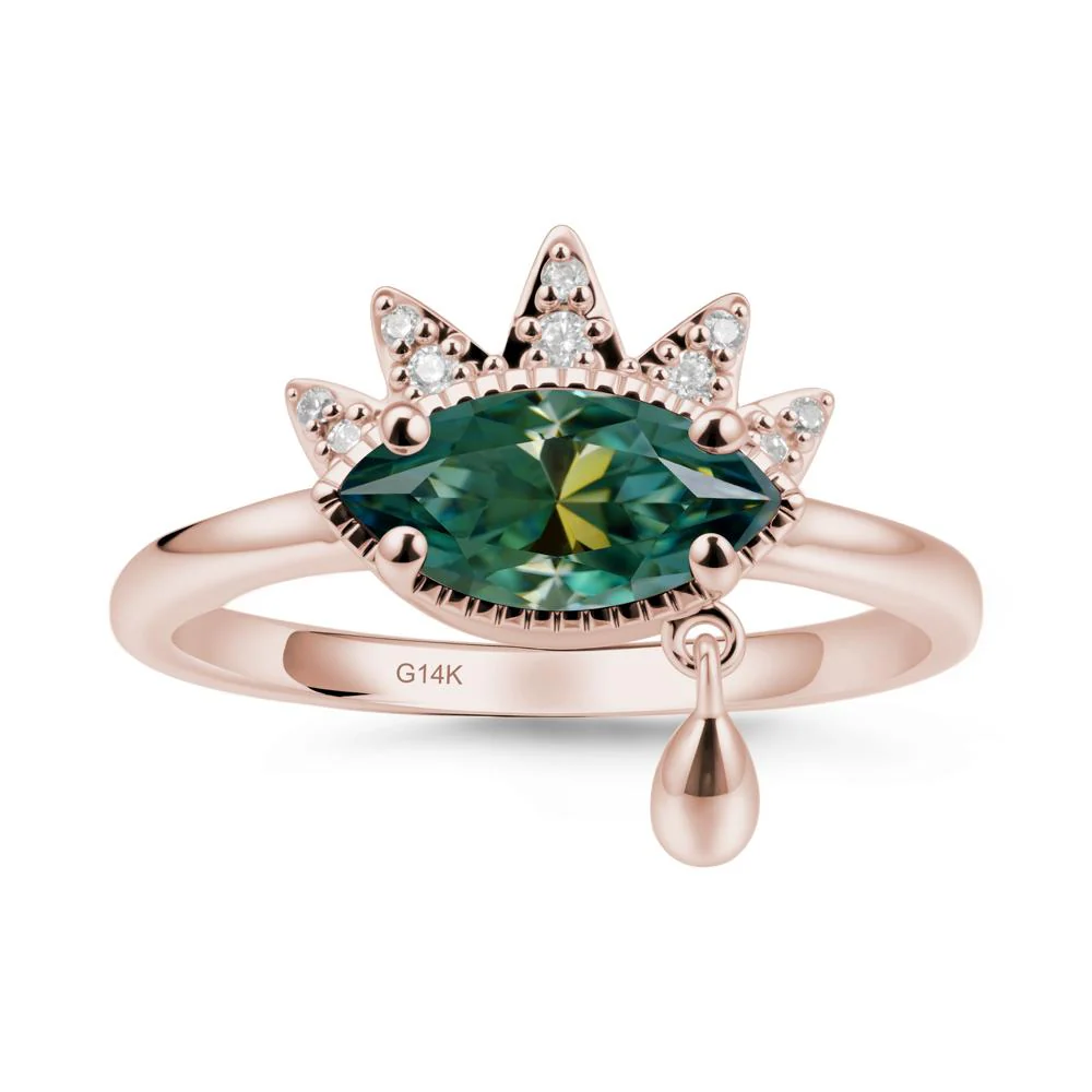 Marquise Green Moissanite Evil Eye Ring - Image 2