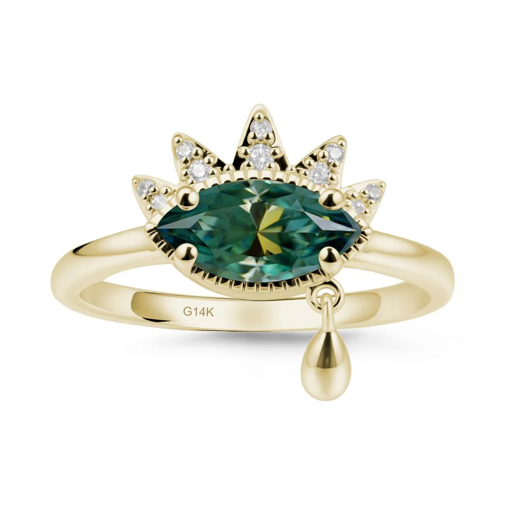 Marquise Green Moissanite Evil Eye Ring - Image 4
