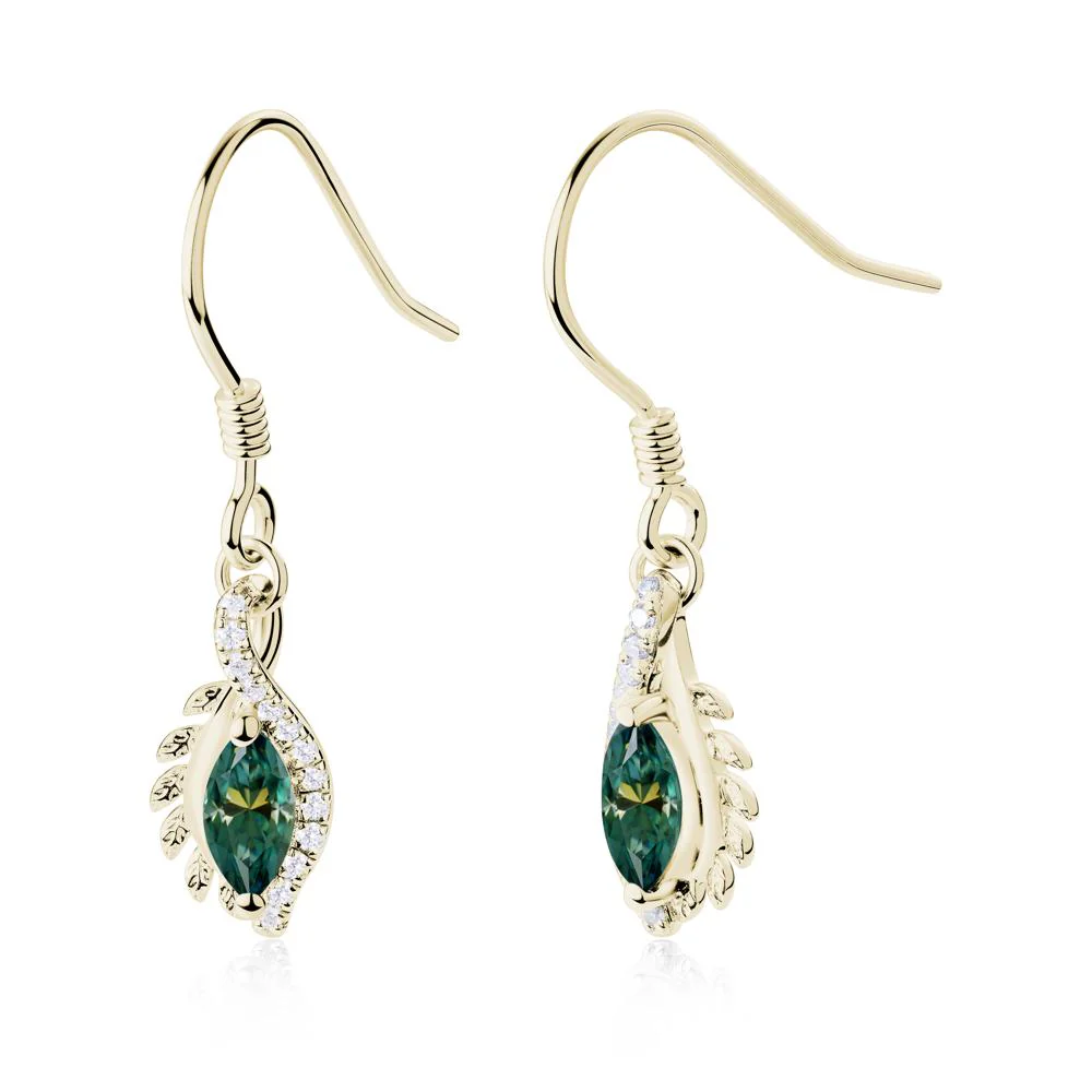 Marquise Green Moissanite Fish Hook Earrings