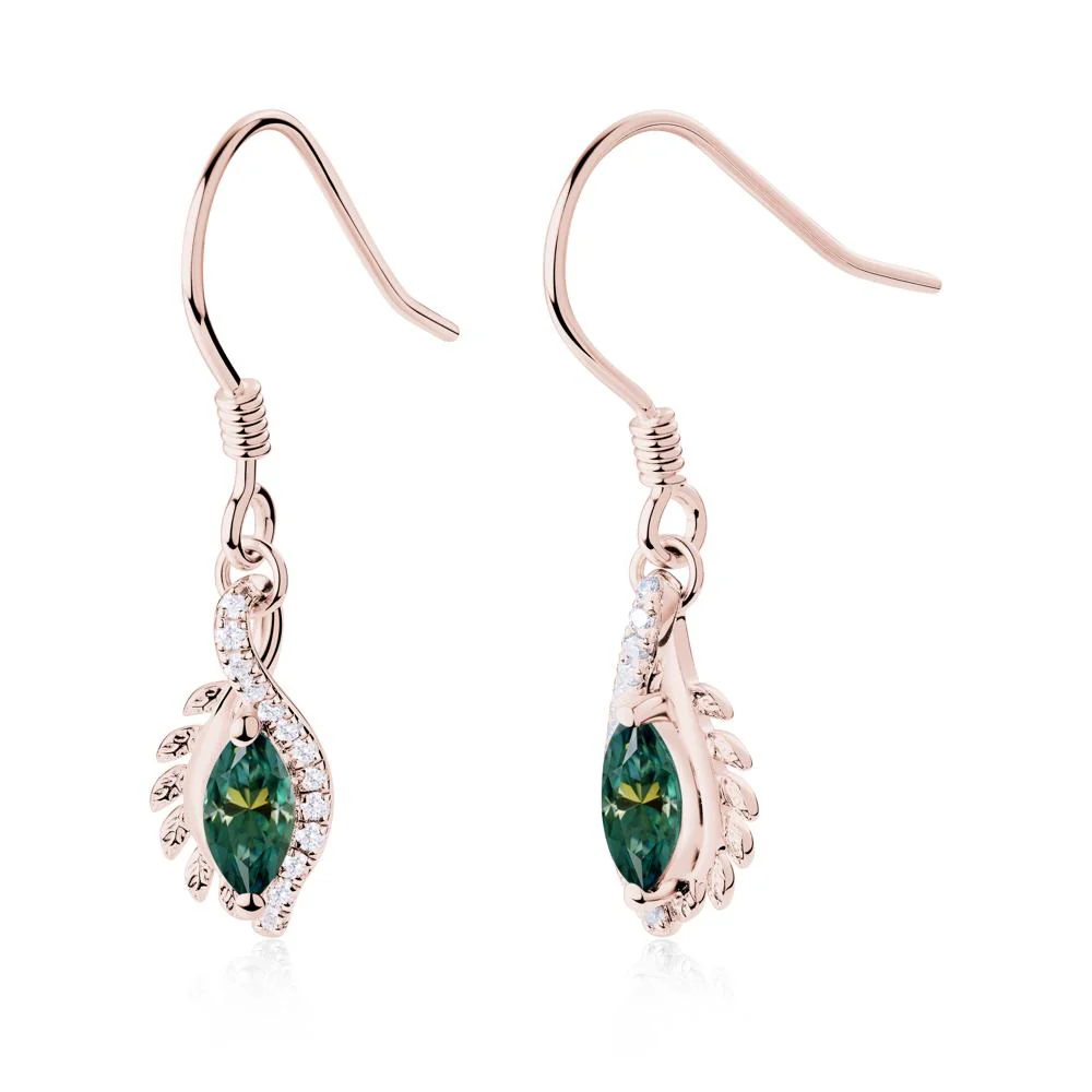 Marquise Green Moissanite Fish Hook Earrings - Image 2