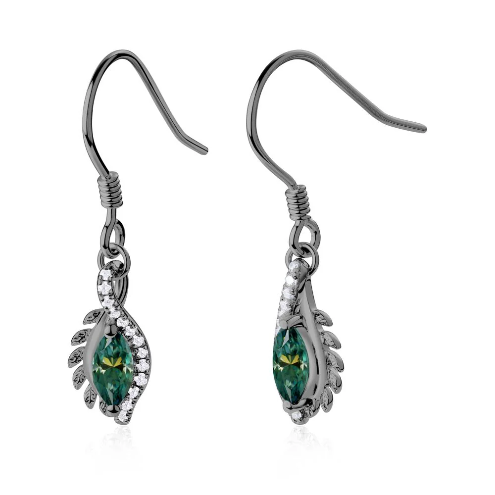 Marquise Green Moissanite Fish Hook Earrings - Image 5