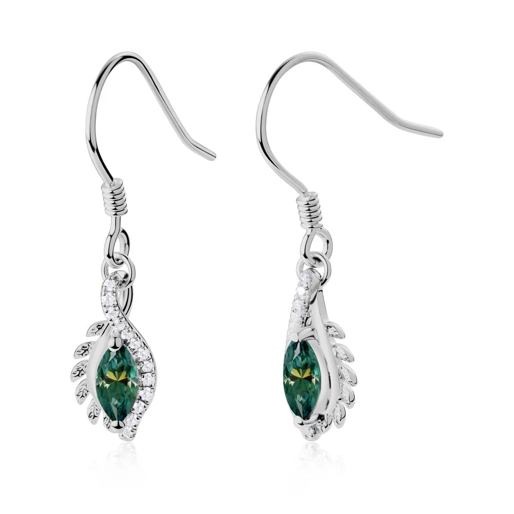 Marquise Green Moissanite Fish Hook Earrings - Image 7
