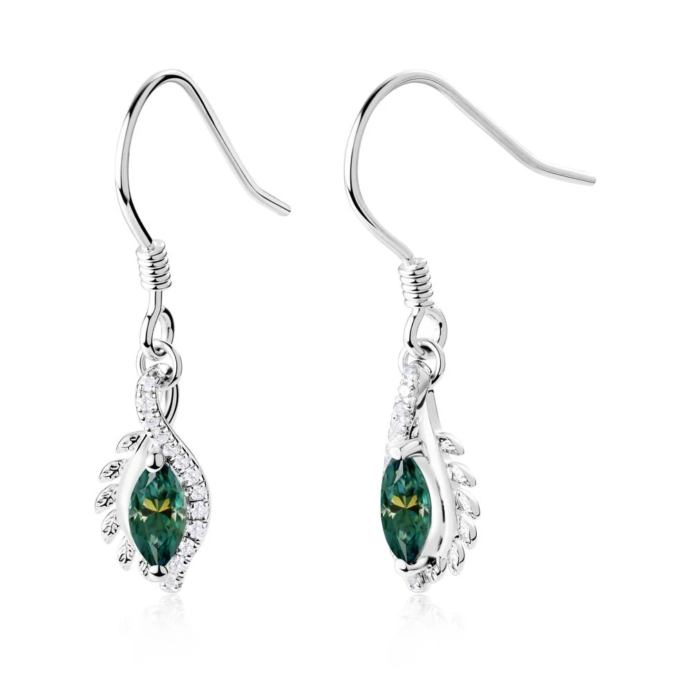 Marquise Green Moissanite Fish Hook Earrings - Image 8