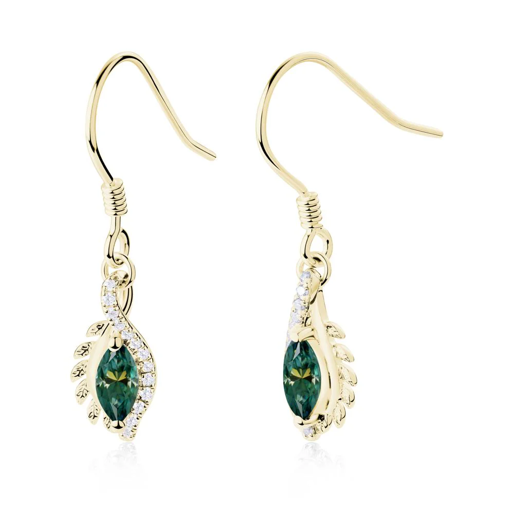 Marquise Green Moissanite Fish Hook Earrings - Image 9