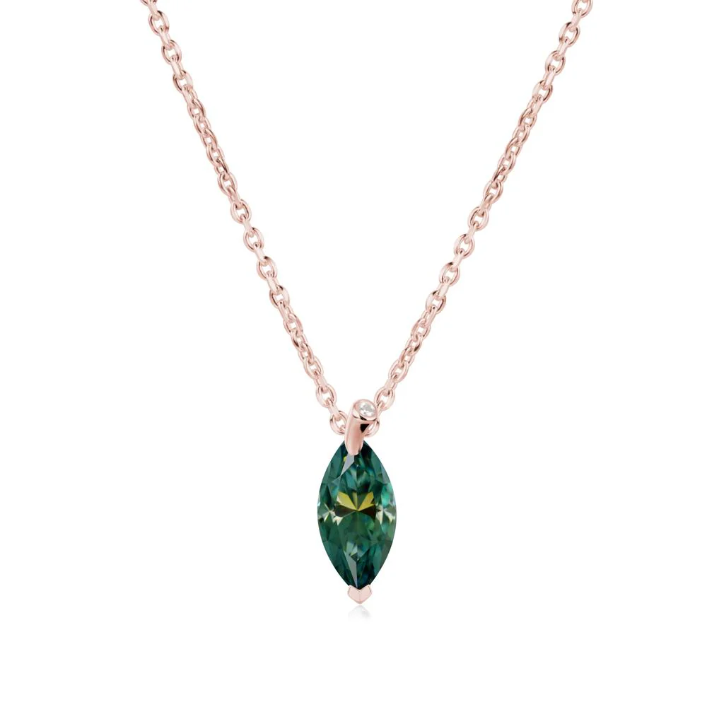Marquise Green Moissanite Leaf Necklace - Image 4