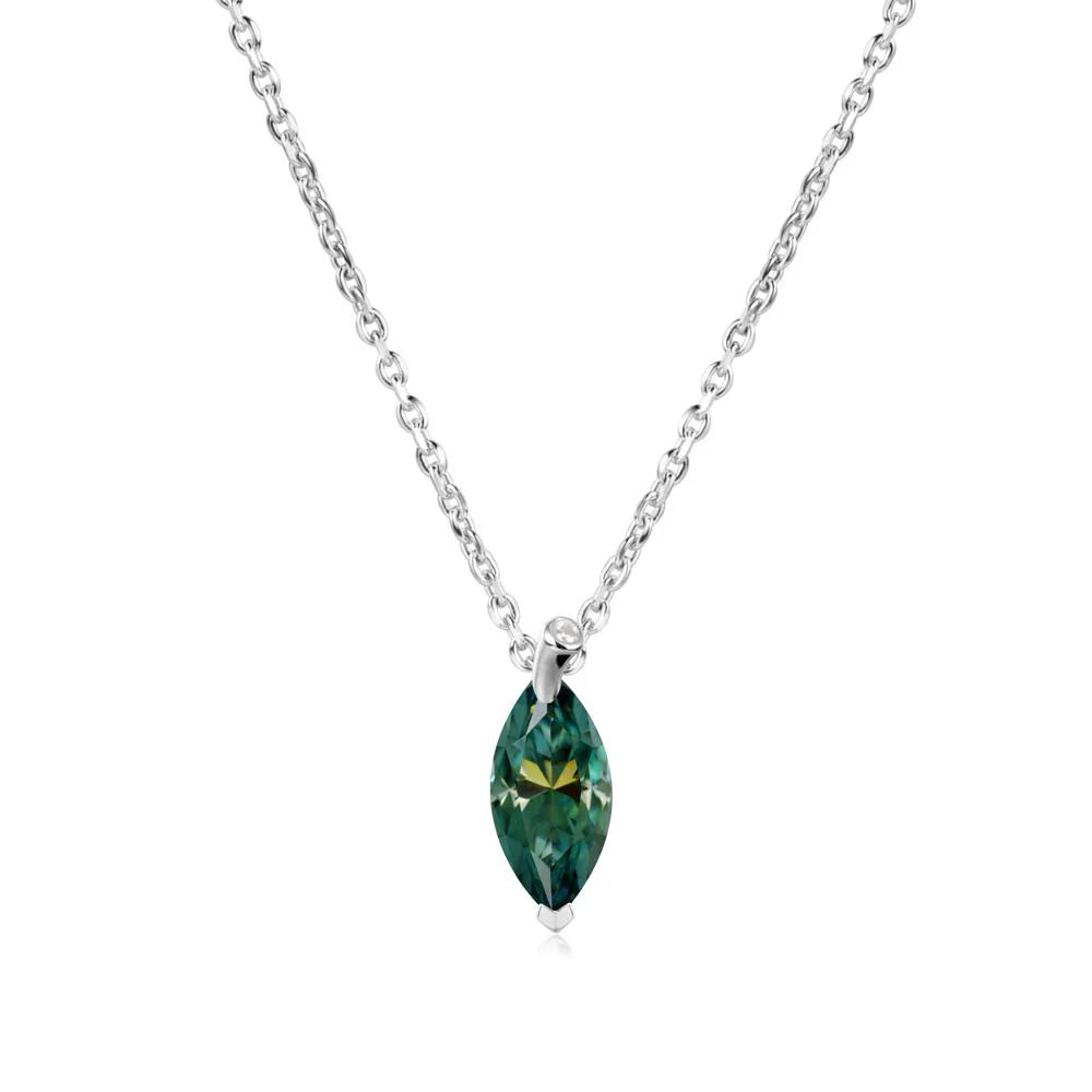 Marquise Green Moissanite Leaf Necklace - Image 5