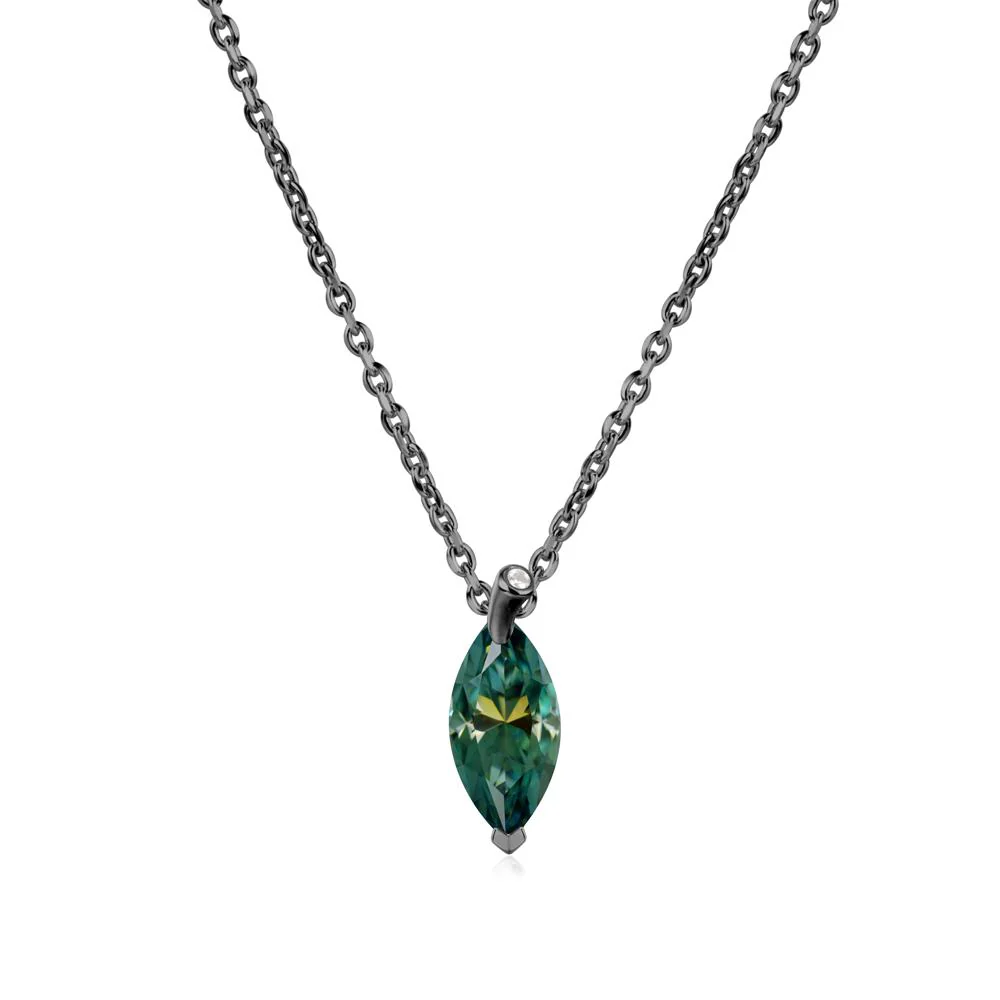Marquise Green Moissanite Leaf Necklace - Image 7