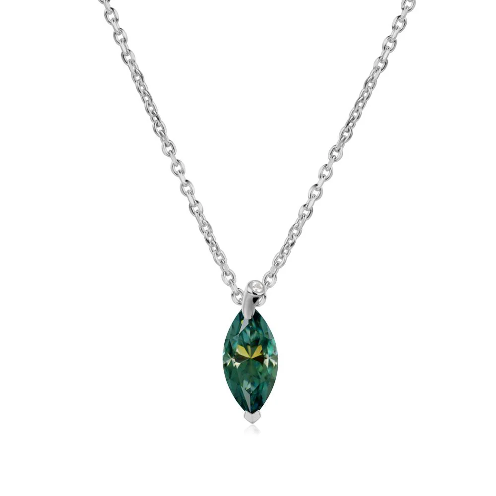 Marquise Green Moissanite Leaf Necklace - Image 8