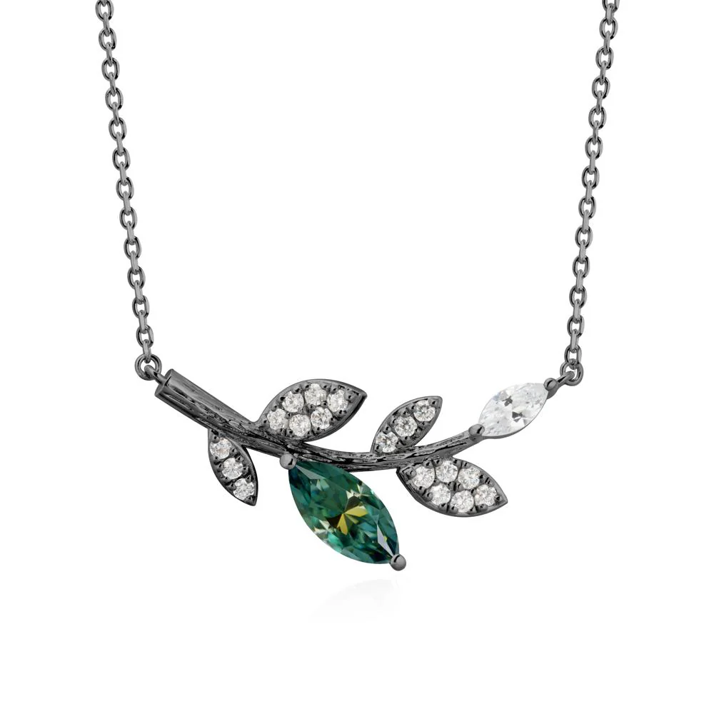 Marquise Green Moissanite Olive Branch Necklace