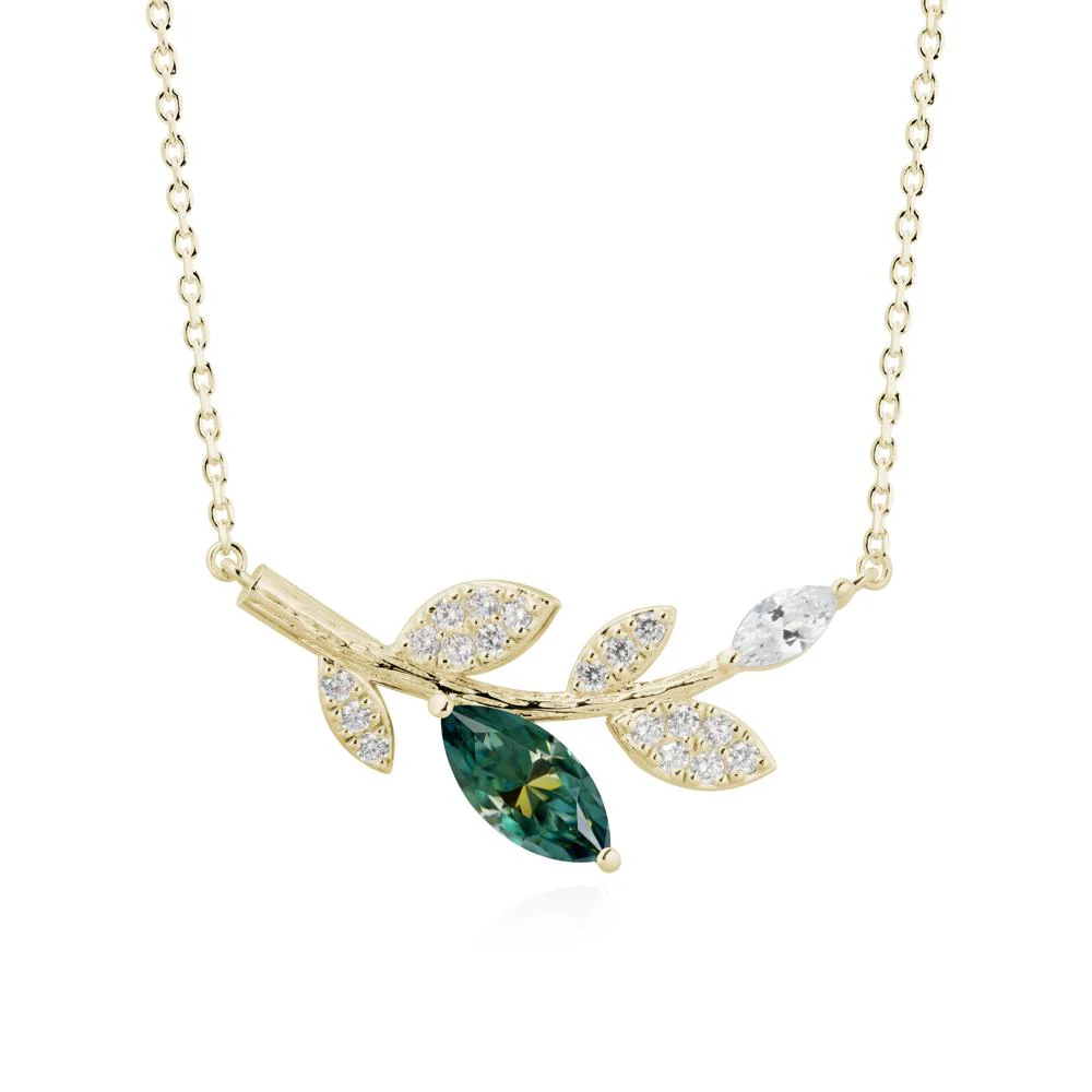 Marquise Green Moissanite Olive Branch Necklace - Image 4