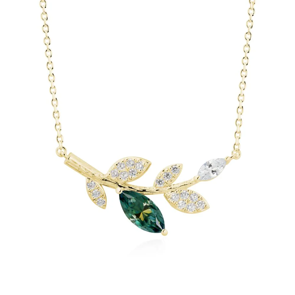 Marquise Green Moissanite Olive Branch Necklace - Image 7