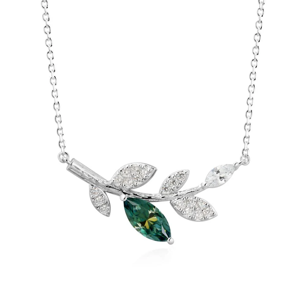 Marquise Green Moissanite Olive Branch Necklace - Image 9