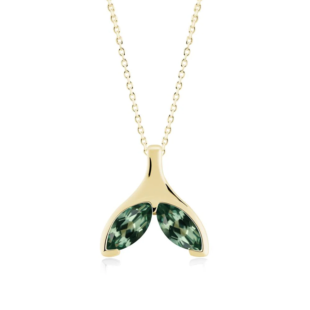 Marquise Green Sapphire Whale Tail Necklace - Image 3